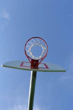 View from Below of a Basketball Hoopの写真素材