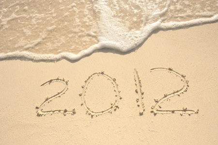 The Year 2012 Written in the Sand on a Beachの写真素材