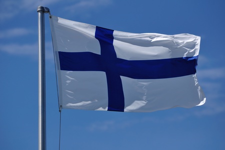 The Flag of Finland Waving in the Breezeの写真素材