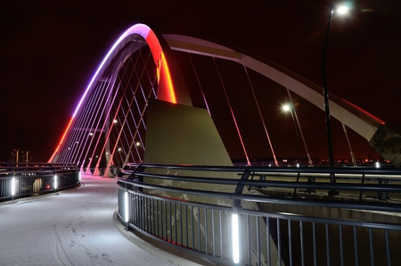 Lowry Avenue Bridge in Minneapolis, Minnesota at Nightの写真素材