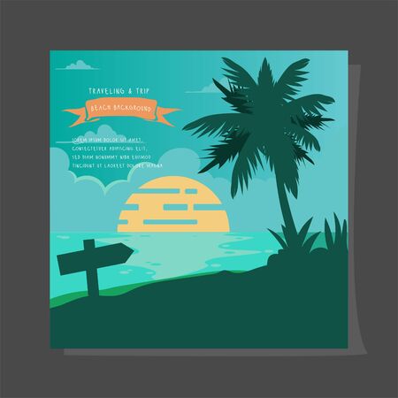 Travel and Trip Beach Background Vector Illustration Designのイラスト素材
