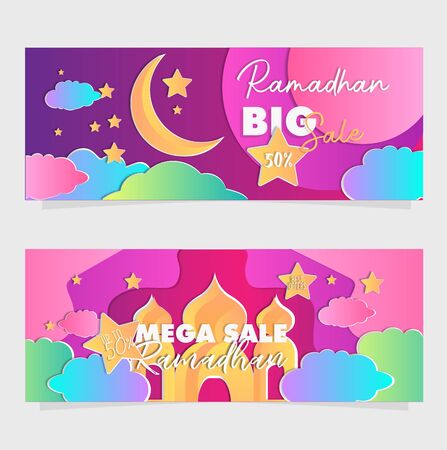 Colorful Ramadan Sale Promotion Bannerのイラスト素材