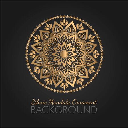 Golden Ethnic Mandala Ornament Background Vectorのイラスト素材