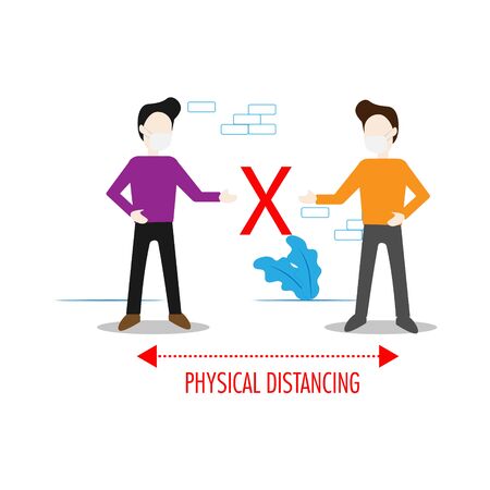 Physical Distancing For Fight CoronaVirus Flat Illustration Vector Backgroundのイラスト素材