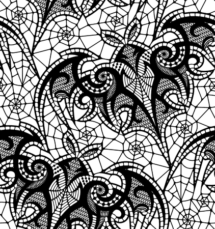 Bat Seamless pattern. Black Lace vector pattern.のイラスト素材