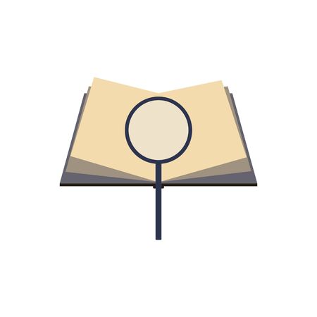 open book with magnifying glass, education, vector libraryのイラスト素材