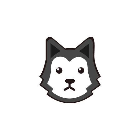Cute dog face, Adorable little dog portrait, simple vector illustration. Modern icon or logoのイラスト素材