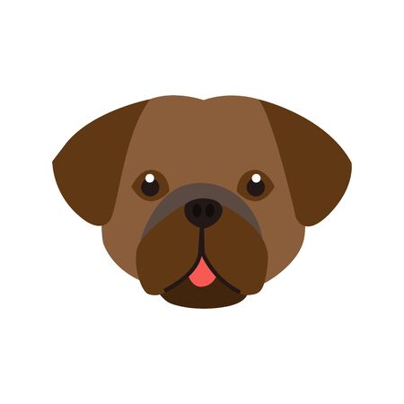 Cute dog face, Adorable little dog portrait, simple vector illustration. Modern icon or logoのイラスト素材