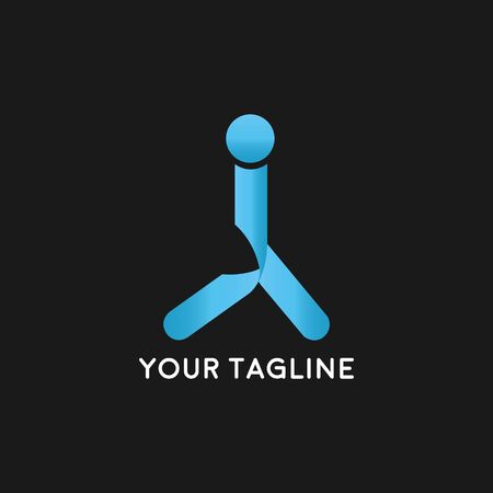 Run club logo, design for event, advertising, greeting cards or print.  emblem with abstract running people silhouettes, label for sports club, sport tournament, competition, marathon and healthy lifestyle vector illustrationのイラスト素材