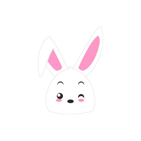 Cute bunny vector graphic icon. rabbit animal head, face illustration. Isolated on white backgroundのイラスト素材