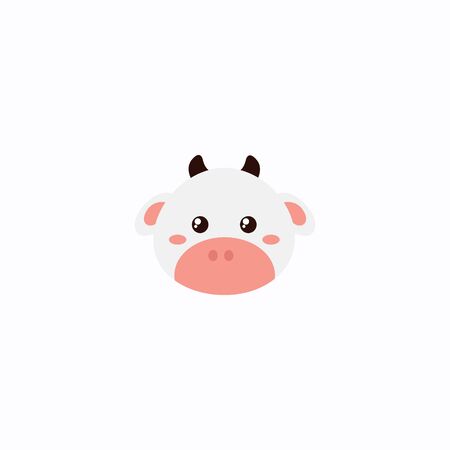 Avatar of a cow on a white background, cartoon cow logo vector mascot character avatar downloadのイラスト素材
