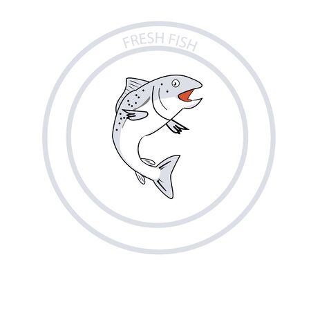 tuna fish vector, Seafood logo and Always Freshのイラスト素材