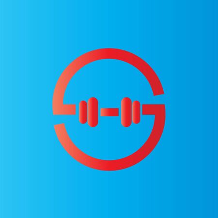 fitness club logo, dumbbels, vector illustrationのイラスト素材
