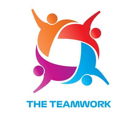 Teamwork logo , Business People Together. Vector Illustrationのイラスト素材