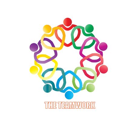 Teamwork logo , Business People Together. Vector Illustrationのイラスト素材