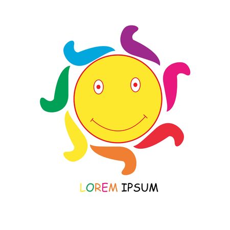 Kids Creative Template Colorful Logo Vector Illustration,Children Science And Education Class Promo Signのイラスト素材