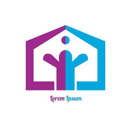 Kids Creative Template Colorful Logo Vector Illustration,Children Science And Education Class Promo Signのイラスト素材