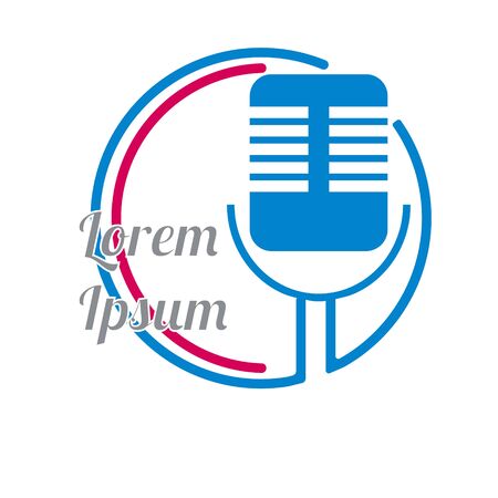 Mic illustration , podcast logo conceptのイラスト素材
