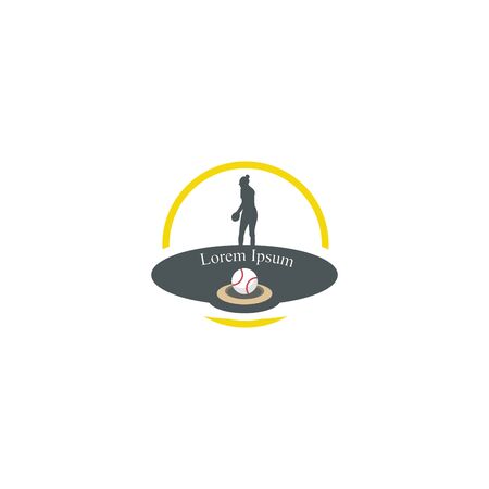 Softbal logo / emblem template. Vector softbal league logo with ball. Sport badge for tournament championship or leagueのイラスト素材