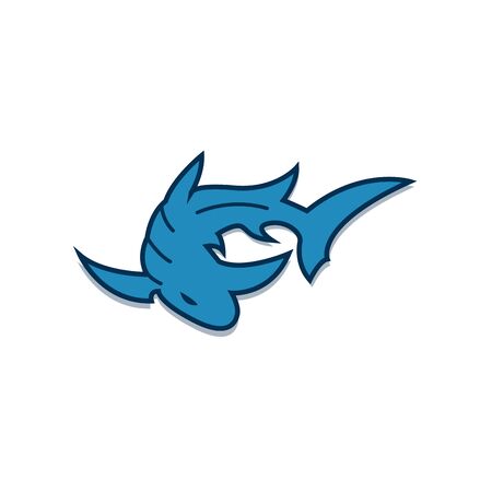Shark logo template. A cute shark front face, diving School , scuba club, Snorkeling equipment shopのイラスト素材
