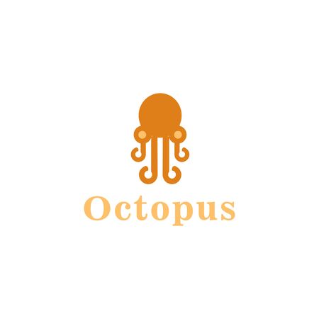 Template for logos, labels and emblems with silhouette of octopus. Vector illustrationのイラスト素材