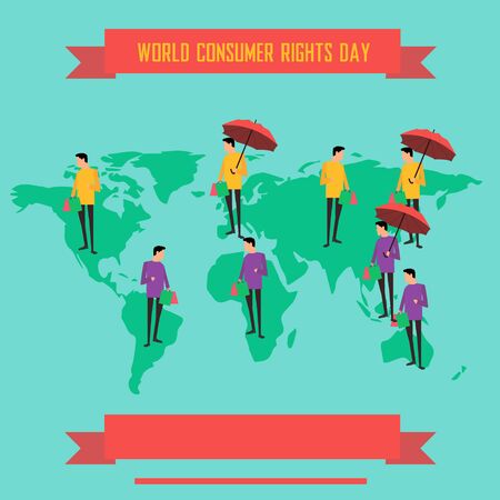 Vector Illustration Consumer Rights Day, banner, landing pageのイラスト素材