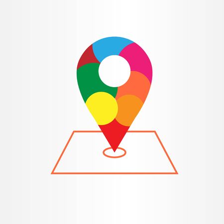 abstract style Map pin sign location icon with ranbow colorのイラスト素材