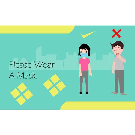 how to wear a mask, protect from the virusのイラスト素材