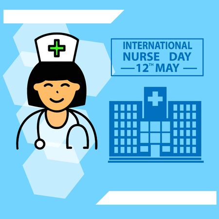 12 May. International Nurse Day background. Close-up of nurse Vector flat illustrationのイラスト素材