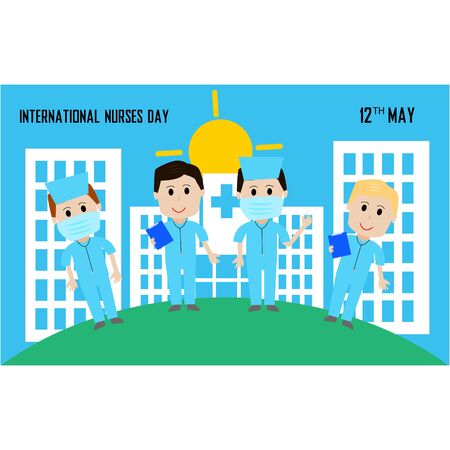 12 May. International Nurse Day background. Close-up of nurse Vector flat illustrationのイラスト素材