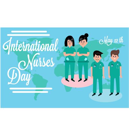 12 May. International Nurse Day background. Close-up of nurse Vector flat illustrationのイラスト素材