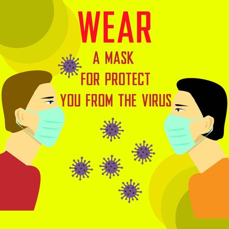 how to wear a mask, protect from the virusのイラスト素材
