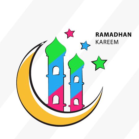 Ramadan Kareem Greeting Card. Social Media post template  with star and moonのイラスト素材