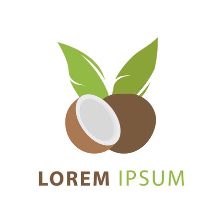 Creative modern coconut with leaves sign  design templateのイラスト素材