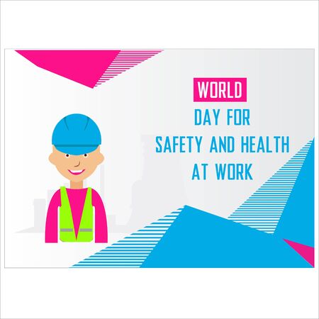 Vector concept of the World Day for Safety and Health at Work with humans wearing helmetsのイラスト素材
