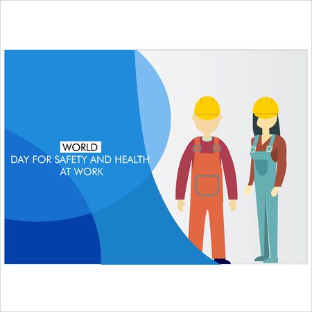 Vector concept of the World Day for Safety and Health at Work with humans wearing helmetsのイラスト素材