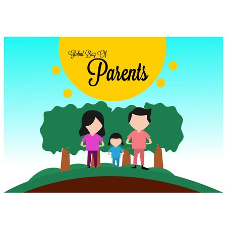 Happy Global Parents Day Logo Vector illustration. design Template. banner. background.poster.のイラスト素材