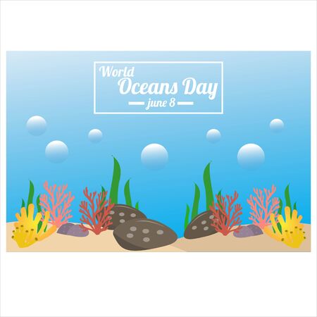 World oceans day. Sea animals. Poster. Vector illustration for world oceans dayのイラスト素材