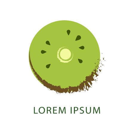 Kiwi Logo Icon Design vector. Kiwi fruit slice closeup icon isolated on white backgroundのイラスト素材