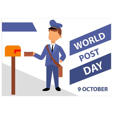World Post Day logo. world post day background illustration. World Post Day, October 9のイラスト素材