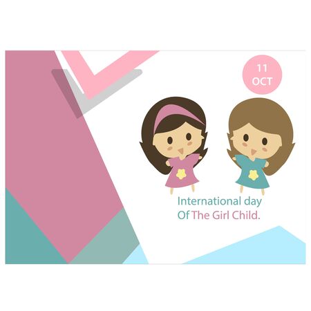 International Day of the Girl Child illustration background. banner, postcard, posterのイラスト素材
