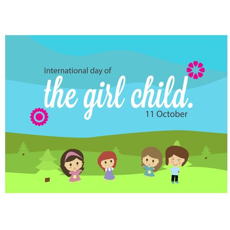 International Day of the Girl Child illustration background. banner, postcard, poster