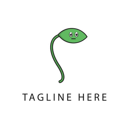 cute sprout leaves logo vector. sprout character illustrationのイラスト素材