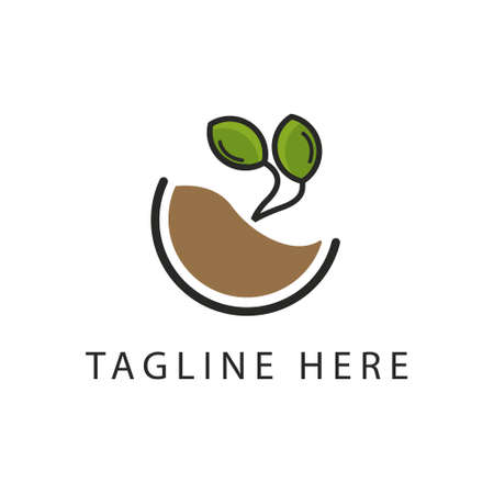 cute sprout leaves logo vector. sprout character illustrationのイラスト素材