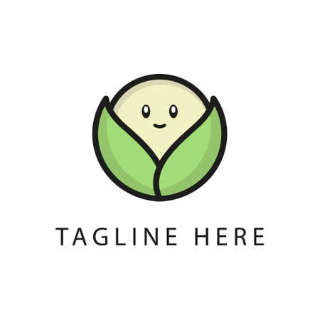 Vector illustration of a flat cauliflower character. cute cauliflower logoのイラスト素材