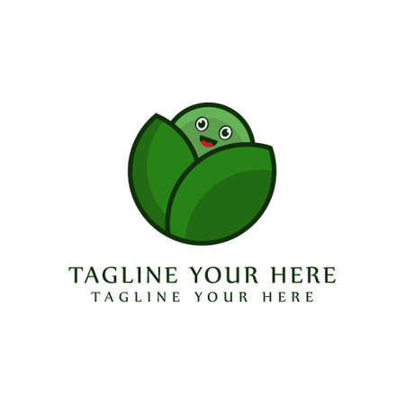Cute cabbage logo vector illustration. cabbage icon designのイラスト素材