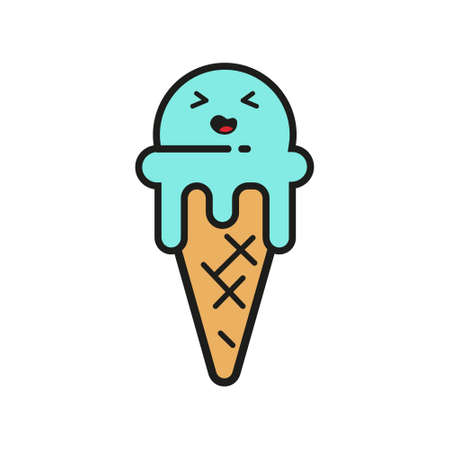 funny and cute ice cream logo vector illustration. character ice cream iconのイラスト素材