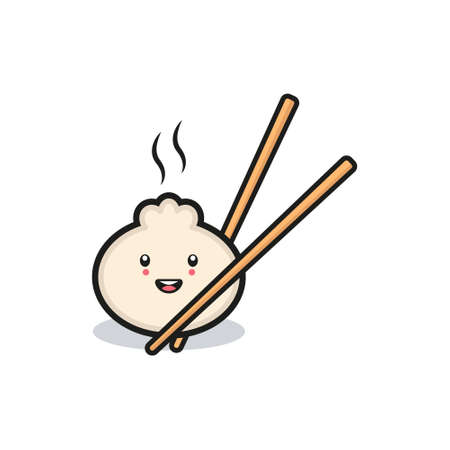 Cute happy smiling dim sum logo. Vector flat cartoon character illustration icon design.のイラスト素材