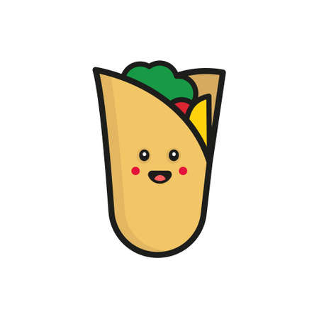 doner kebab character logo icon. kebab mascot vector illustration.のイラスト素材