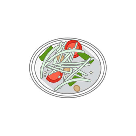 Somtam Thai food design. vector illustration of Spicy mix vegetables salad.のイラスト素材